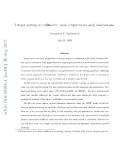 Integer sorting on multicores: some (experiments and) observations