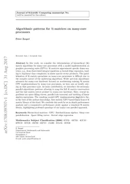 Algorithmic patterns for $\mathcal{H}$-matrices on many-core processors