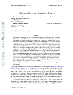 Efficient tracking of a growing number of experts
