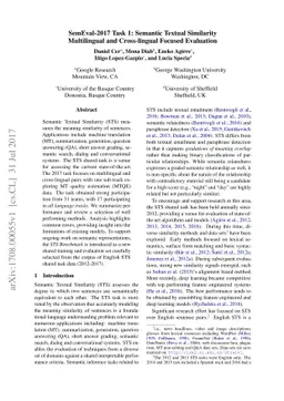 SemEval-2017 Task 1: Semantic Textual Similarity - Multilingual and
  Cross-lingual Focused Evaluation