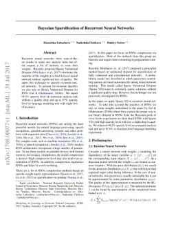 Bayesian Sparsification of Recurrent Neural Networks