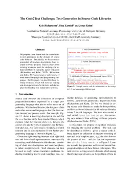 The Code2Text Challenge: Text Generation in Source Code Libraries