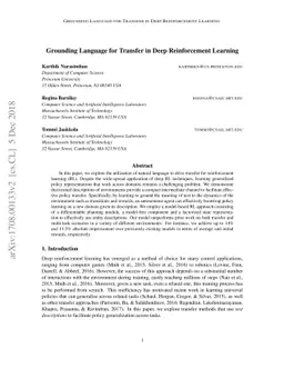 Grounding Language for Transfer in Deep Reinforcement Learning