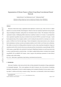 Segmentation of Glioma Tumors in Brain Using Deep Convolutional Neural
  Network