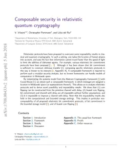 Composable security in relativistic quantum cryptography