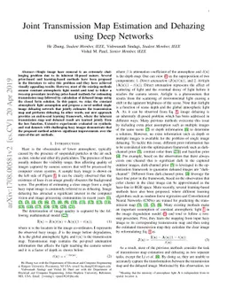 Joint Transmission Map Estimation and Dehazing using Deep Networks