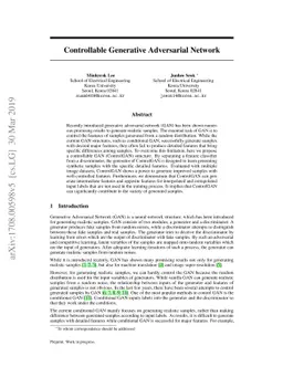 Controllable Generative Adversarial Network