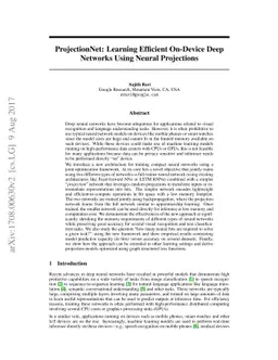 ProjectionNet: Learning Efficient On-Device Deep Networks Using Neural
  Projections