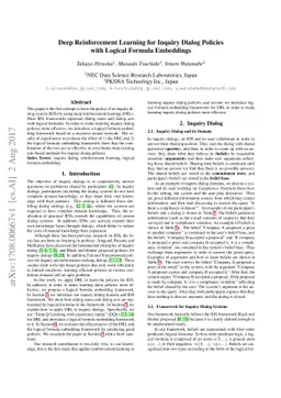 Deep Reinforcement Learning for Inquiry Dialog Policies with Logical
  Formula Embeddings