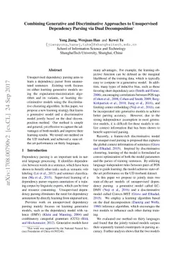 Combining Generative and Discriminative Approaches to Unsupervised
  Dependency Parsing via Dual Decomposition
