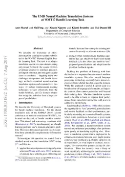 The UMD Neural Machine Translation Systems at WMT17 Bandit Learning Task