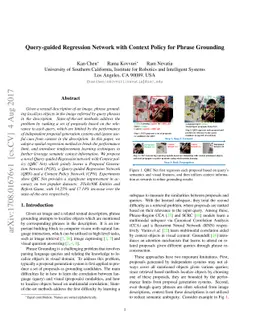 Query-guided Regression Network with Context Policy for Phrase Grounding
