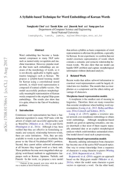 A Syllable-based Technique for Word Embeddings of Korean Words
