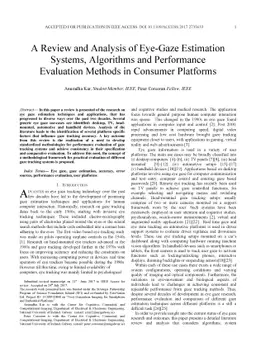 A Review and Analysis of Eye-Gaze Estimation Systems, Algorithms and
  Performance Evaluation Methods in Consumer Platforms