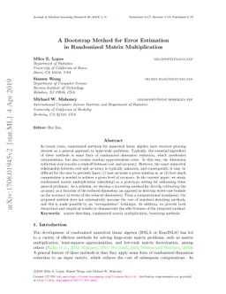 A Bootstrap Method for Error Estimation in Randomized Matrix
  Multiplication