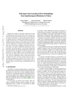 Self-supervised Learning of Pose Embeddings from Spatiotemporal
  Relations in Videos