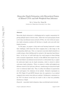 Monocular Depth Estimation with Hierarchical Fusion of Dilated CNNs and
  Soft-Weighted-Sum Inference
