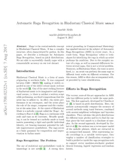 Automatic Raga Recognition in Hindustani Classical Music