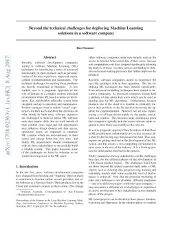 Beyond the technical challenges for deploying Machine Learning solutions
  in a software company