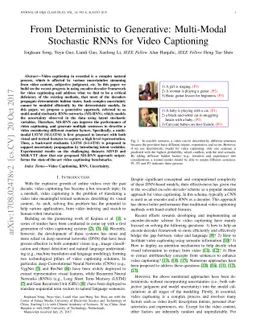 From Deterministic to Generative: Multi-Modal Stochastic RNNs for Video
  Captioning