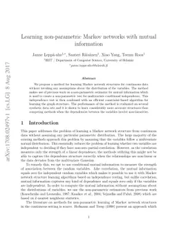 Learning non-parametric Markov networks with mutual information