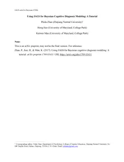 Using JAGS for Bayesian Cognitive Diagnosis Modeling: A Tutorial