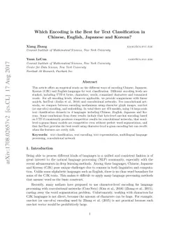 Which Encoding is the Best for Text Classification in Chinese, English,
  Japanese and Korean?