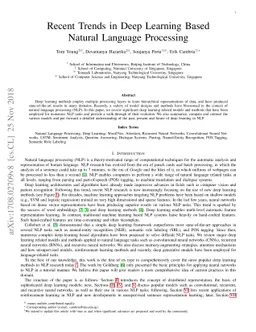 Recent Trends in Deep Learning Based Natural Language Processing