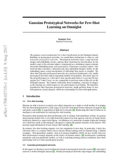 Gaussian Prototypical Networks for Few-Shot Learning on Omniglot