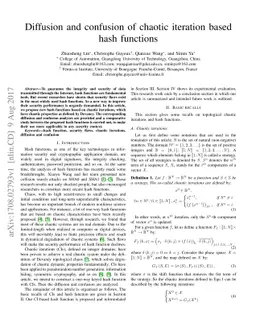 Diffusion and confusion of chaotic iteration based hash functions