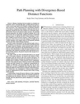 Path Planning with Divergence-Based Distance Functions
