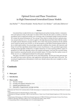 Optimal Errors and Phase Transitions in High-Dimensional Generalized
  Linear Models