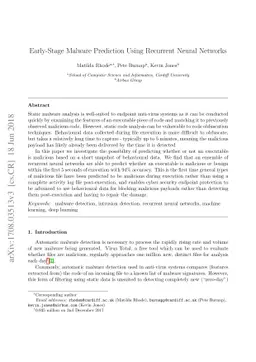Early Stage Malware Prediction Using Recurrent Neural Networks