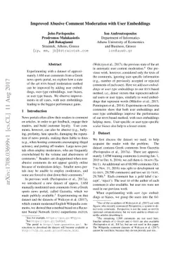 Improved Abusive Comment Moderation with User Embeddings