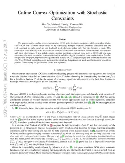 Online Convex Optimization with Stochastic Constraints