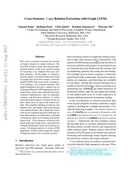 Cross-Sentence N-ary Relation Extraction with Graph LSTMs
