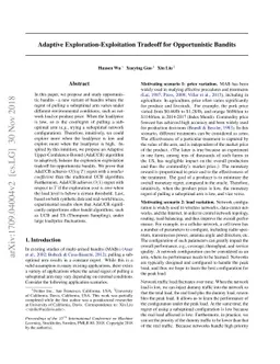Adaptive Exploration-Exploitation Tradeoff for Opportunistic Bandits