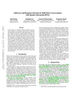Addressee and Response Selection in Multi-Party Conversations with
  Speaker Interaction RNNs