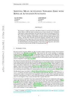Shifting Mean Activation Towards Zero with Bipolar Activation Functions