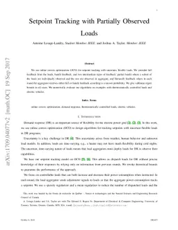 Setpoint Tracking with Partially Observed Loads