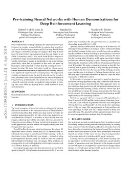 Pre-training Neural Networks with Human Demonstrations for Deep
  Reinforcement Learning