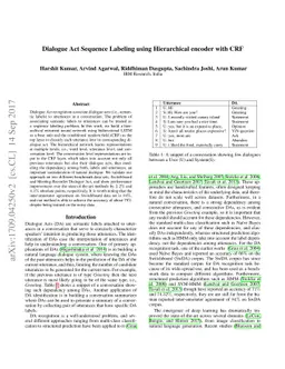 Dialogue Act Sequence Labeling using Hierarchical encoder with CRF
