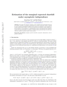 Estimation of the marginal expected shortfall under asymptotic
  independence