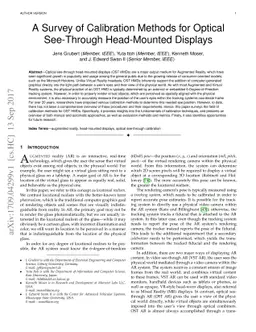 A Survey of Calibration Methods for Optical See-Through Head-Mounted
  Displays