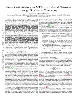 Power Optimizations in MTJ-based Neural Networks through Stochastic
  Computing