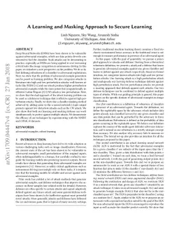 A Learning and Masking Approach to Secure Learning