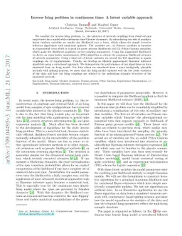 Inverse Ising problem in continuous time: A latent variable approach