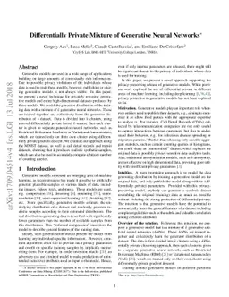 Differentially Private Mixture of Generative Neural Networks