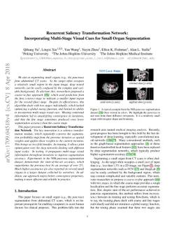 Recurrent Saliency Transformation Network: Incorporating Multi-Stage
  Visual Cues for Small Organ Segmentation