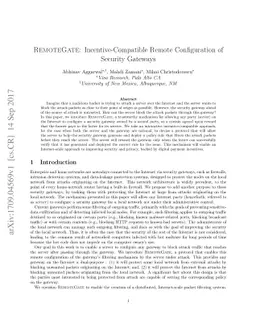 REMOTEGATE: Incentive-Compatible Remote Configuration of Security
  Gateways